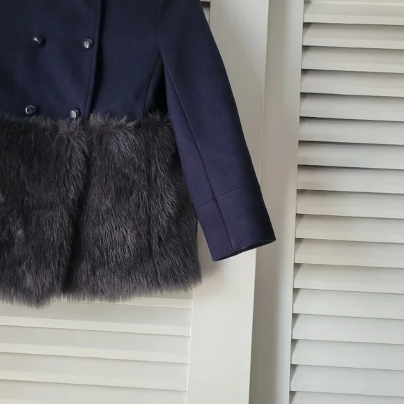 Crewcuts navy wool faux fur peacoat ( Girls) size 10. - Picture 4 of 14